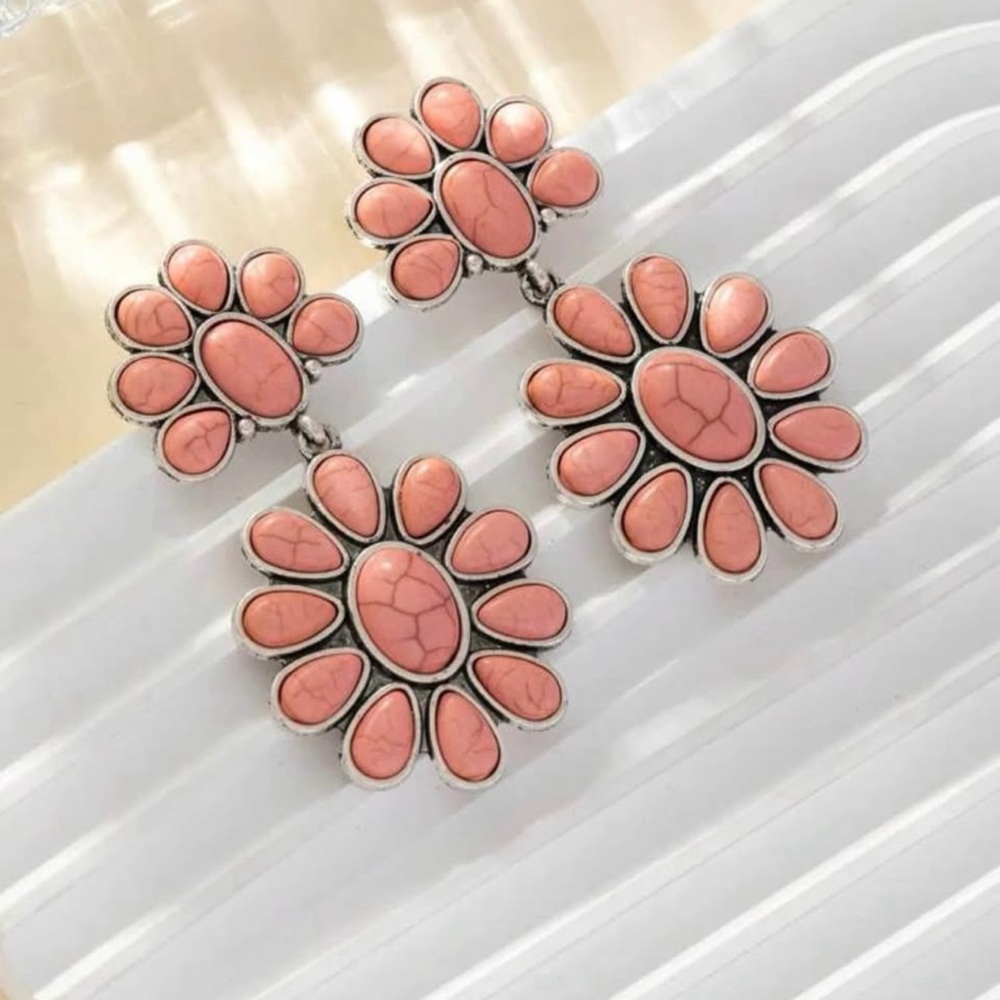 Elegant Pink Floral Drop Earrings
